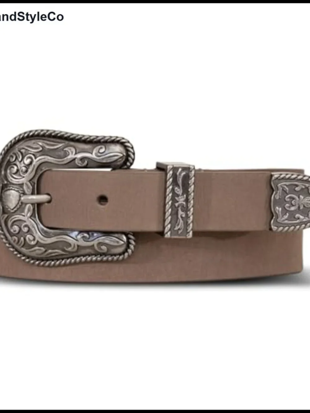 Genuine Buffalo Leather Western Belt with Metal Buckle - Vintage